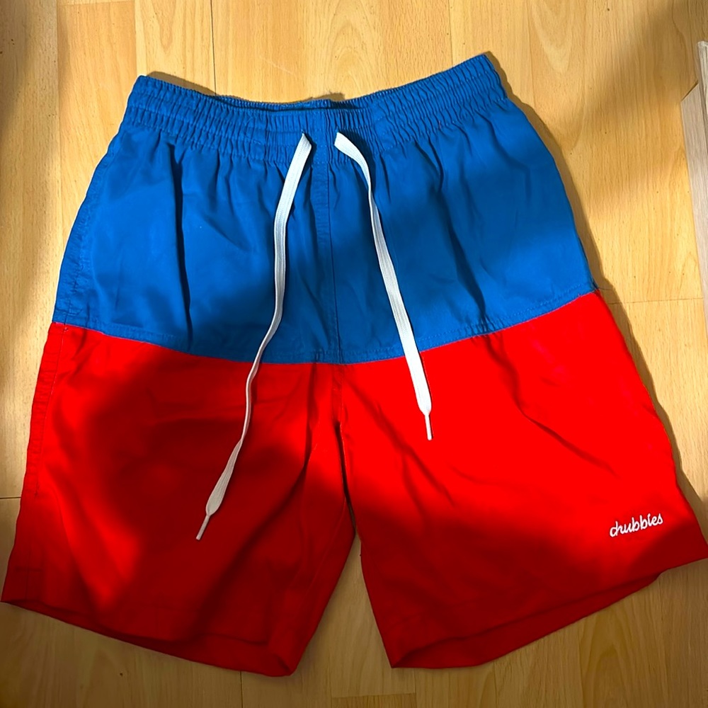 Chubbies Blue and Red Swim Trunks